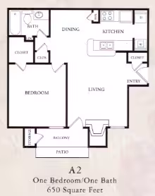 1 Bedroom 1 Bathroom floor plan